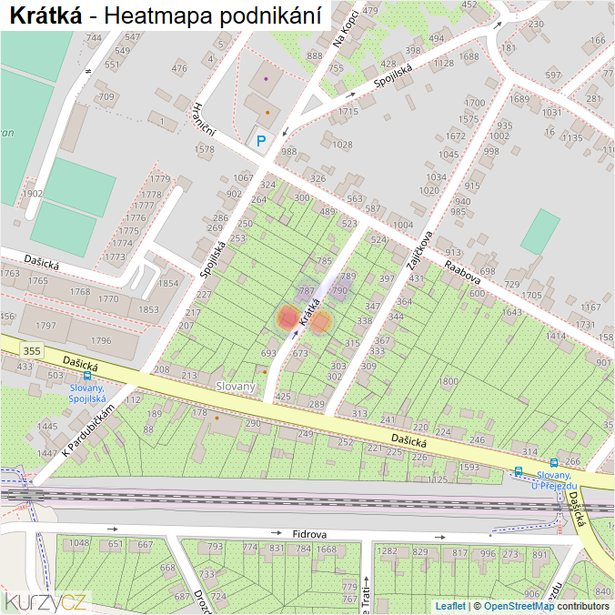 Mapa Krátká - Firmy v ulici.