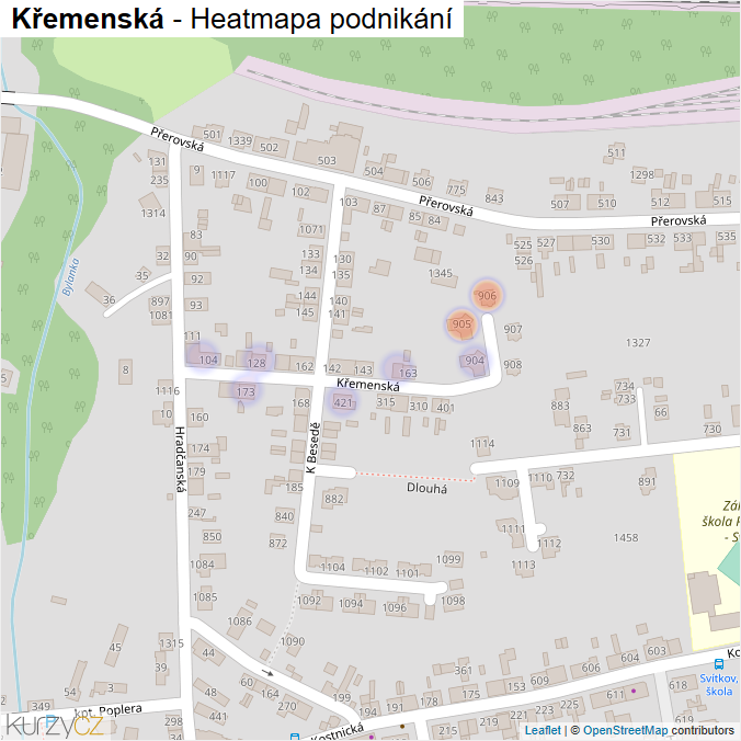 Mapa Křemenská - Firmy v ulici.