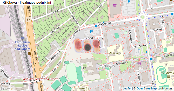 Křičkova - mapa podnikání