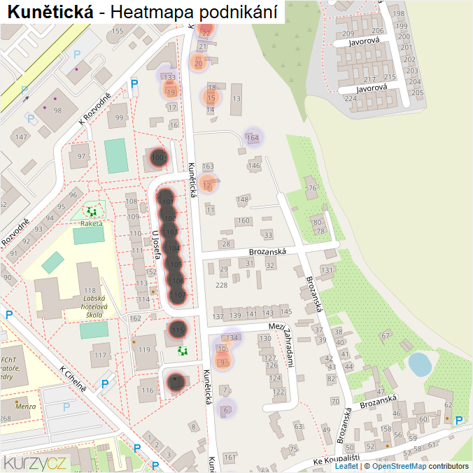 Mapa Kunětická - Firmy v ulici.