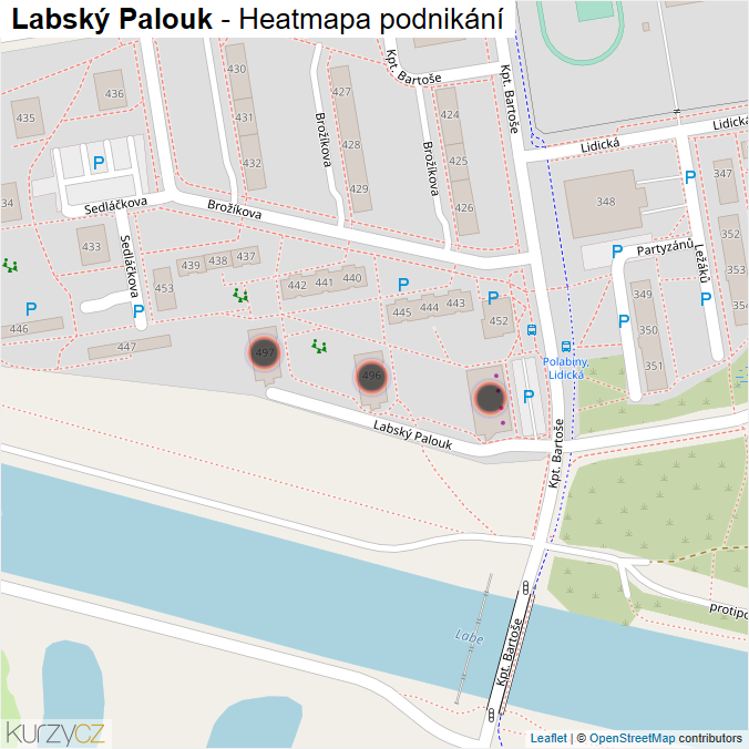 Mapa Labský Palouk - Firmy v ulici.