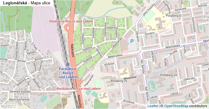 Legionářská - mapa ulice