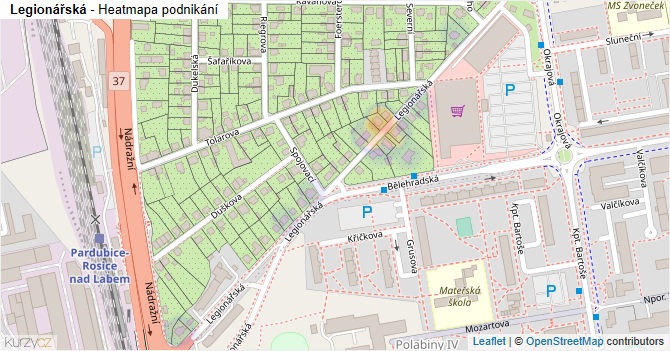 Legionářská - mapa podnikání