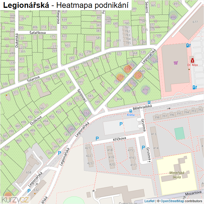 Mapa Legionářská - Firmy v ulici.