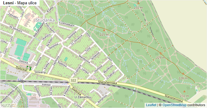 Lesní - mapa ulice