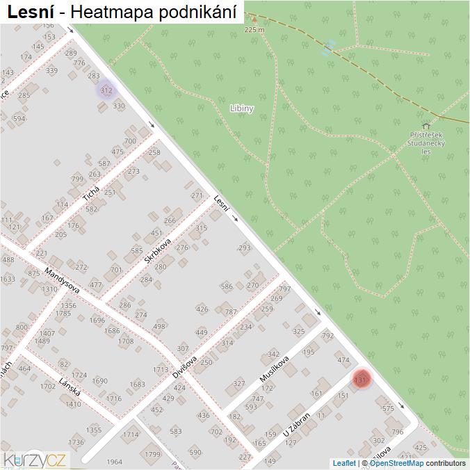 Mapa Lesní - Firmy v ulici.