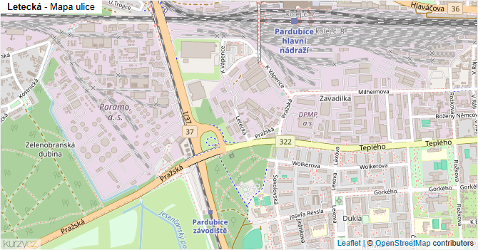 Letecká - mapa ulice