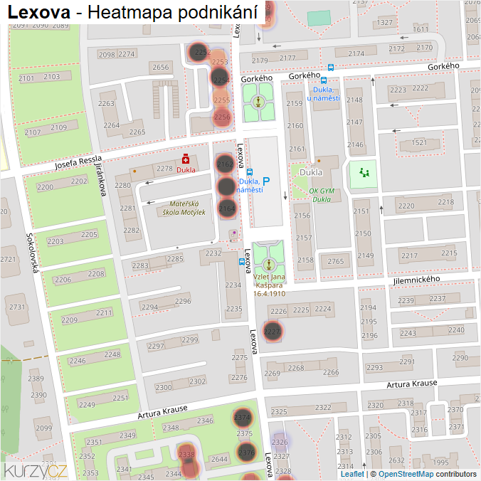 Mapa Lexova - Firmy v ulici.