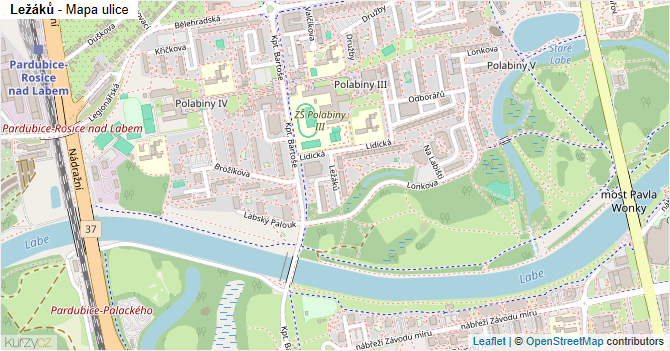 Ležáků - mapa ulice