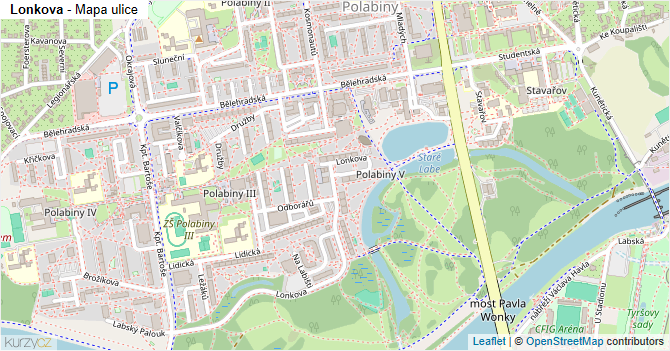 Lonkova - mapa ulice