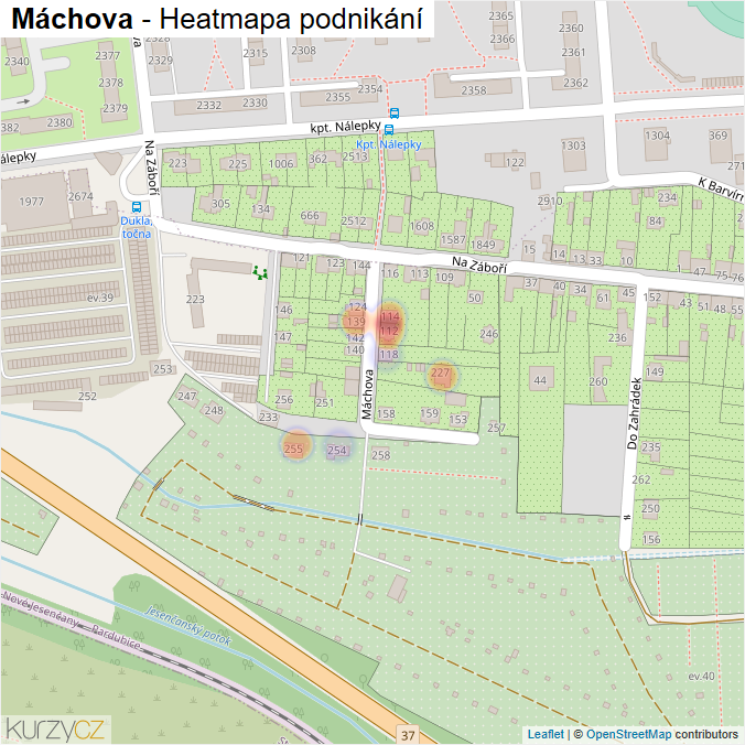 Mapa Máchova - Firmy v ulici.