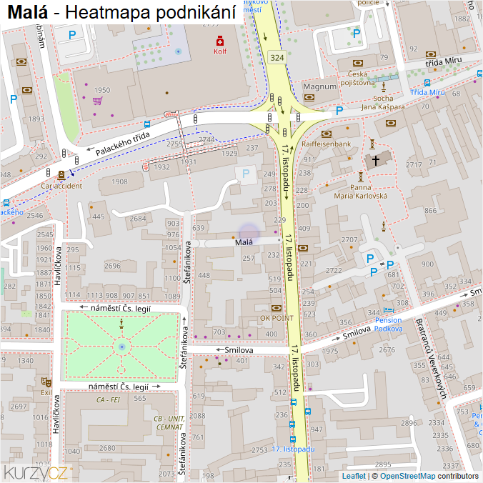Mapa Malá - Firmy v ulici.
