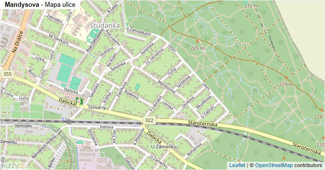 Mandysova - mapa ulice