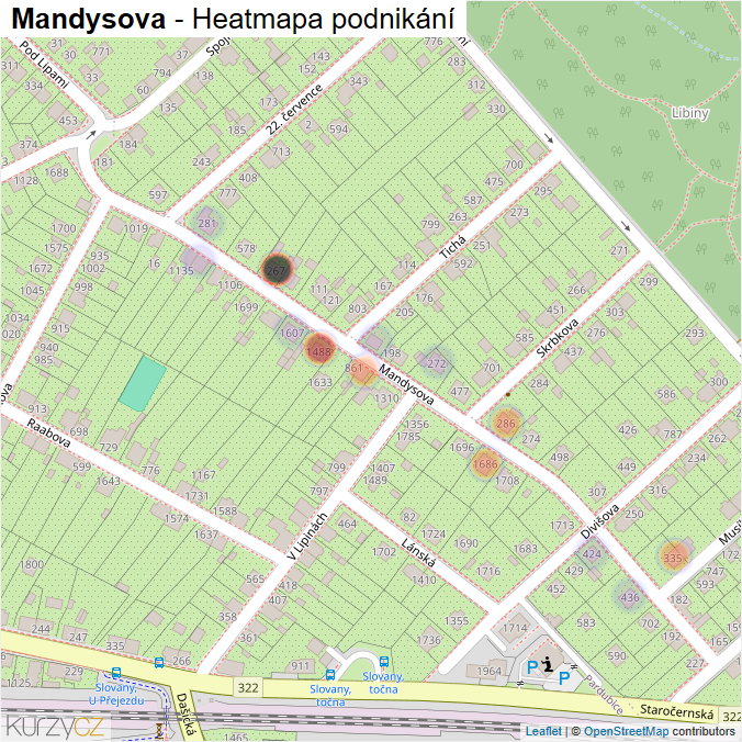 Mapa Mandysova - Firmy v ulici.