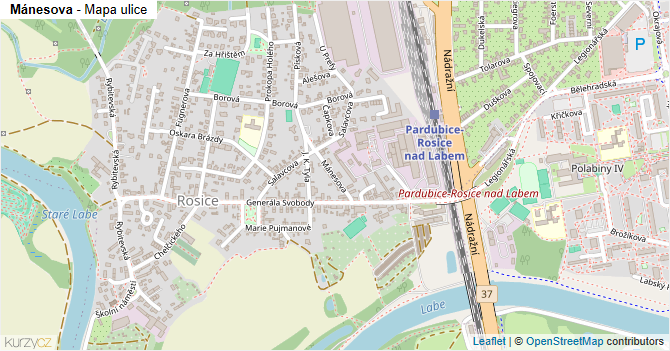 Mánesova - mapa ulice