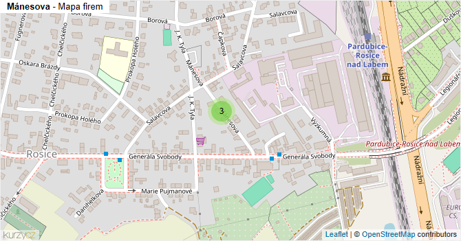 Mánesova - mapa firem