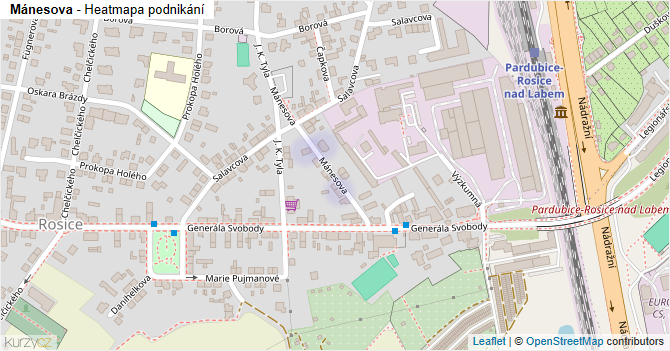 Mánesova - mapa podnikání