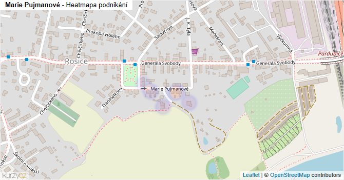 Marie Pujmanové - mapa podnikání