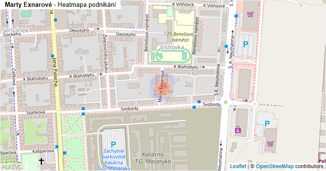 Marty Exnarové - mapa podnikání