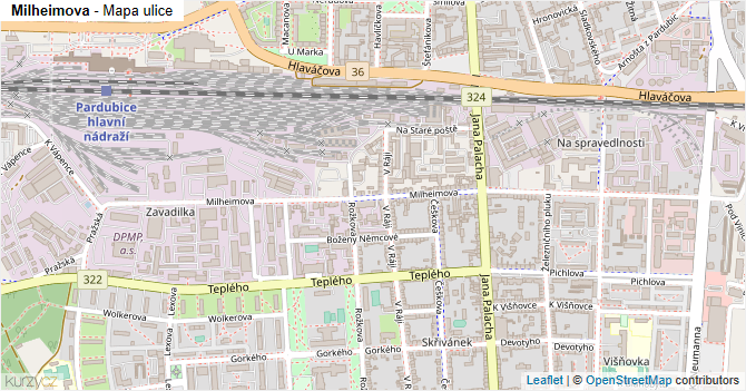 Milheimova - mapa ulice