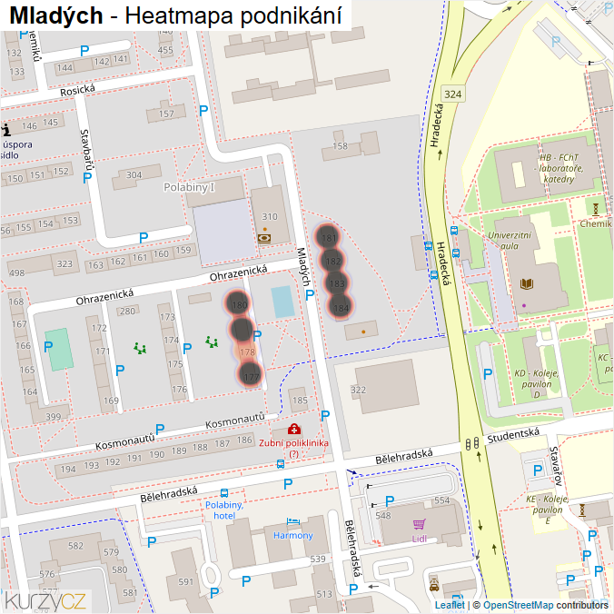 Mapa Mladých - Firmy v ulici.