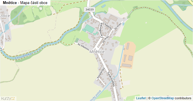 Mnětice - mapa části obce
