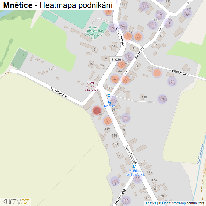 Mapa Mnětice - Firmy v části obce.