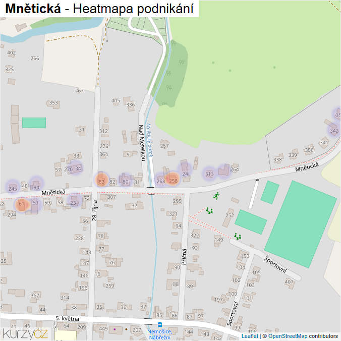 Mapa Mnětická - Firmy v ulici.
