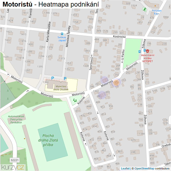 Mapa Motoristů - Firmy v ulici.