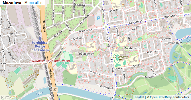 Mozartova - mapa ulice