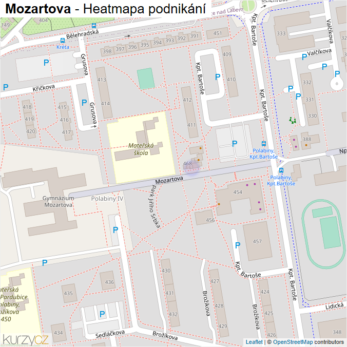 Mapa Mozartova - Firmy v ulici.