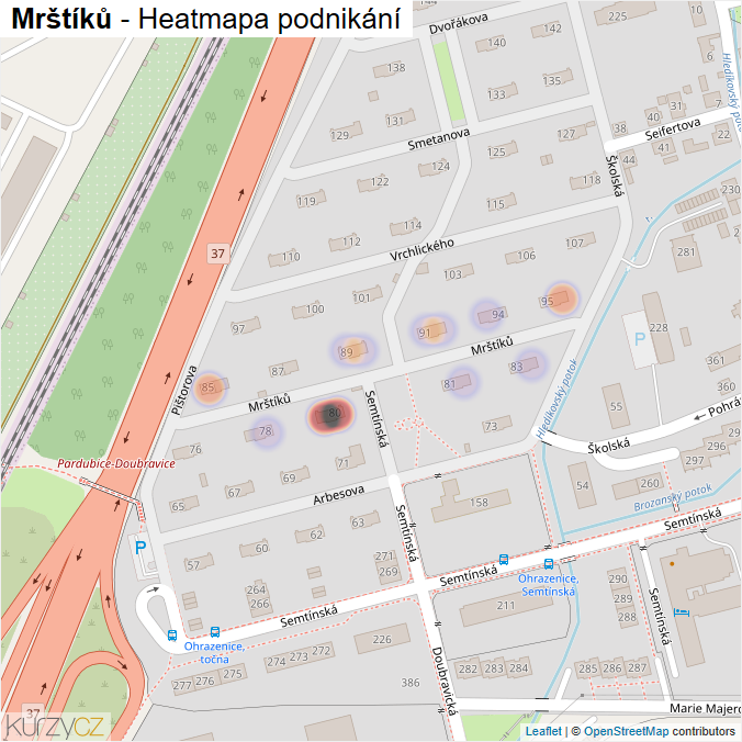 Mapa Mrštíků - Firmy v ulici.