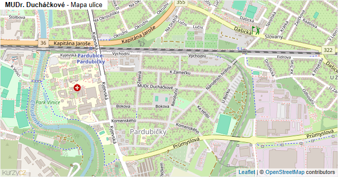 MUDr. Ducháčkové - mapa ulice