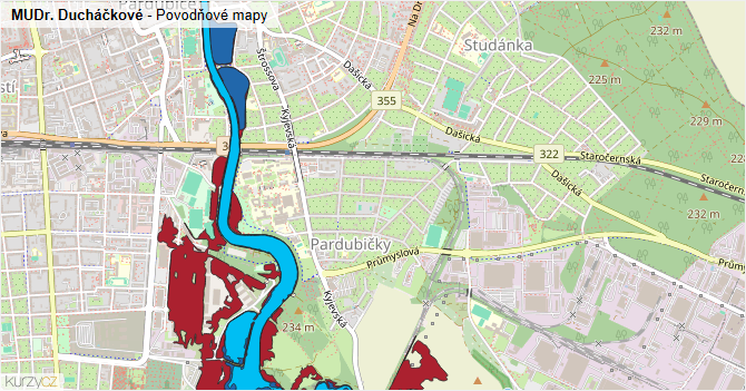 MUDr. Ducháčkové - záplavové mapy stoleté vody
