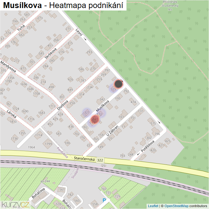 Mapa Musílkova - Firmy v ulici.