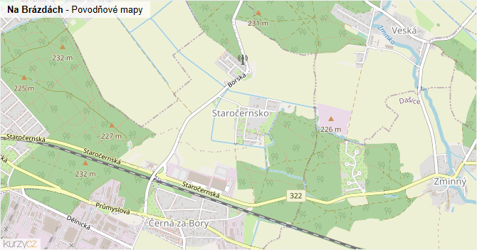 Na Brázdách - záplavové mapy stoleté vody
