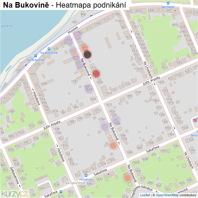 Mapa Na Bukovině - Firmy v ulici.