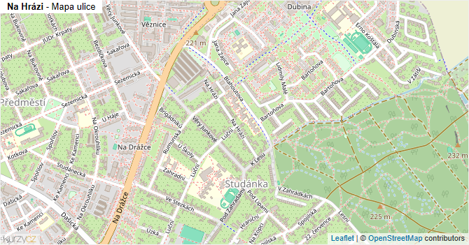 Na Hrázi - mapa ulice