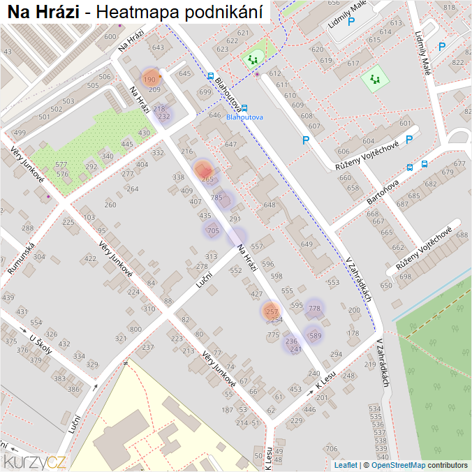Mapa Na Hrázi - Firmy v ulici.