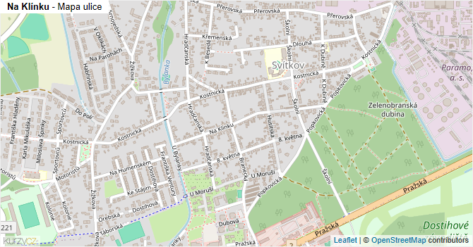 Na Klínku - mapa ulice