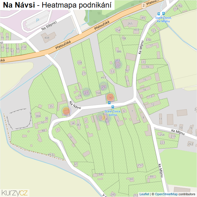 Mapa Na Návsi - Firmy v ulici.