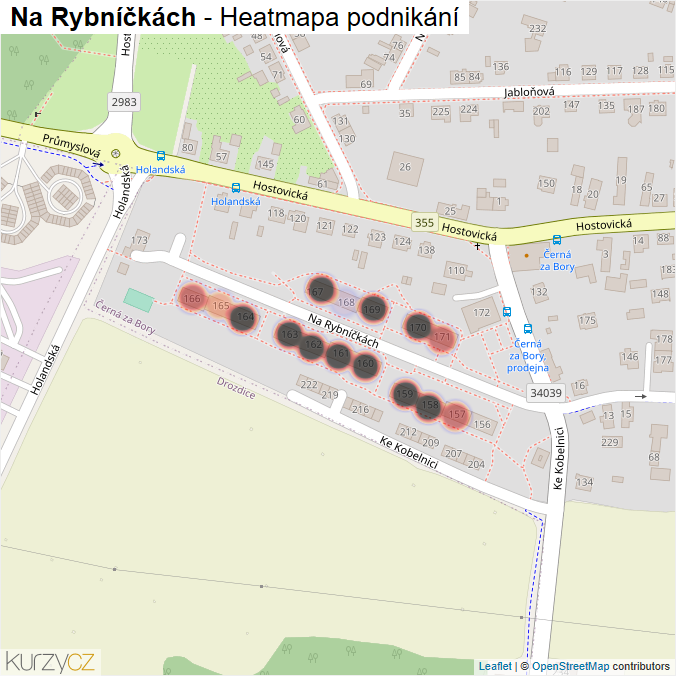 Mapa Na Rybníčkách - Firmy v ulici.