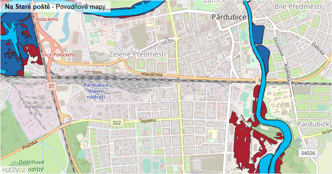 Na Staré poště - záplavové mapy stoleté vody