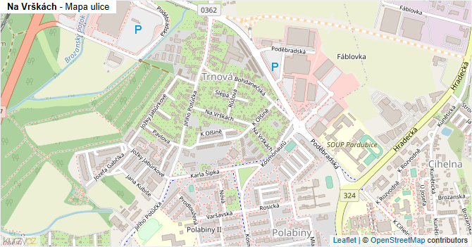Na Vrškách - mapa ulice
