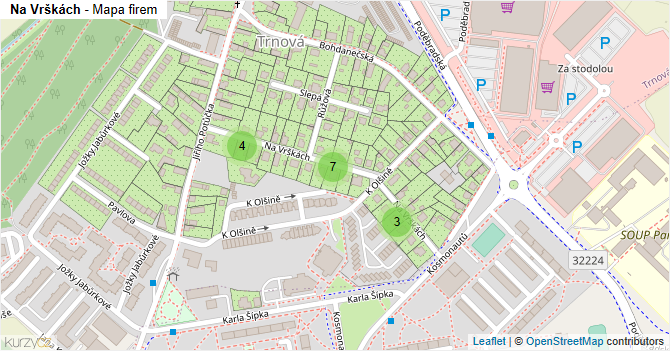 Na Vrškách - mapa firem