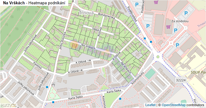 Na Vrškách - mapa podnikání