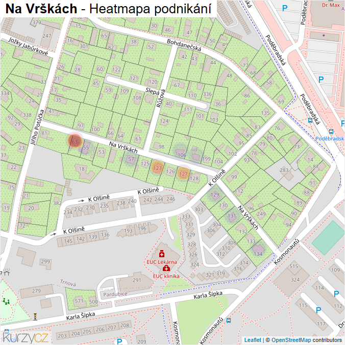 Mapa Na Vrškách - Firmy v ulici.