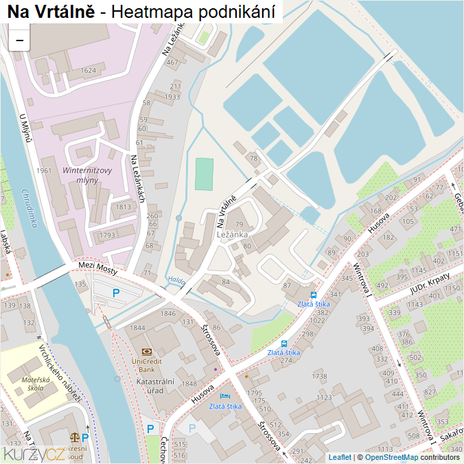 Mapa Na Vrtálně - Firmy v ulici.