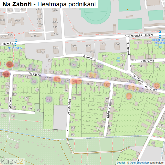 Mapa Na Záboří - Firmy v ulici.