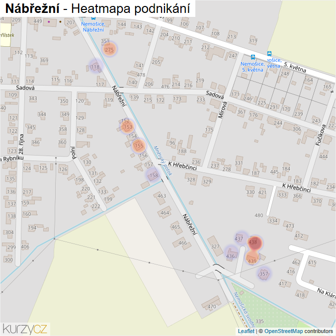 Mapa Nábřežní - Firmy v ulici.